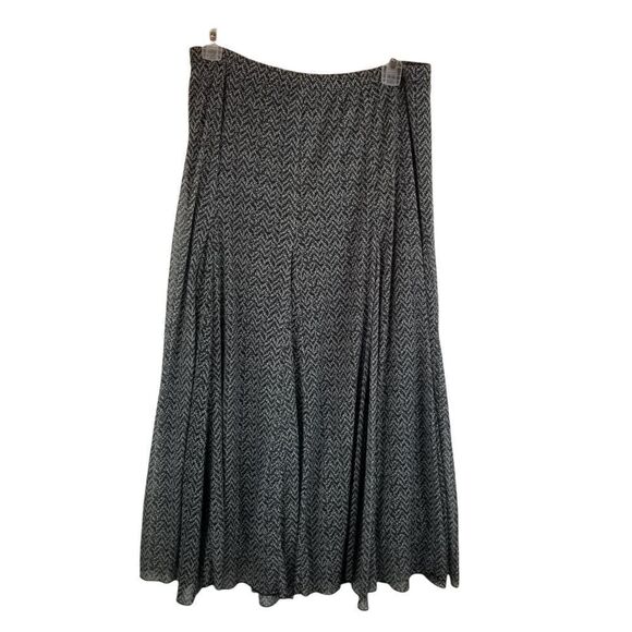 BLACK WHITE OLDWATER CREEK LONG PLEATED SKIRT. ELASTIC WAISTBAND. SIZE M. (10-12 - Picture 1 of 12